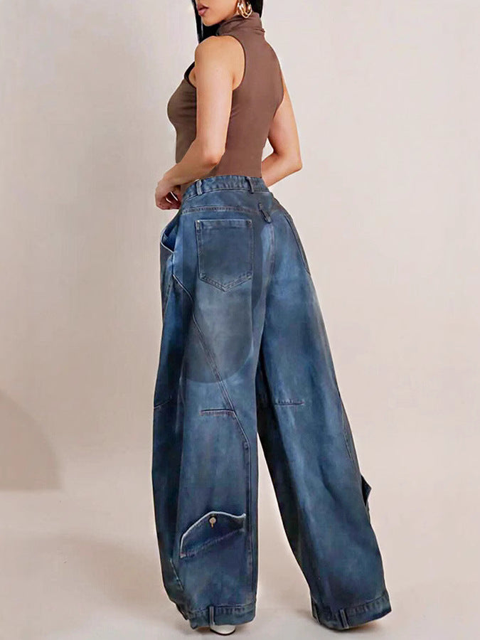 Oversized Baggy Denim Cargo Pants