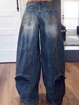 Oversized Baggy Denim Cargo Pants