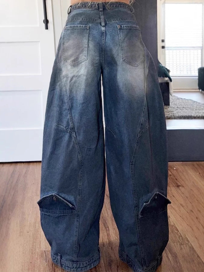 Oversized Baggy Denim Cargo Pants