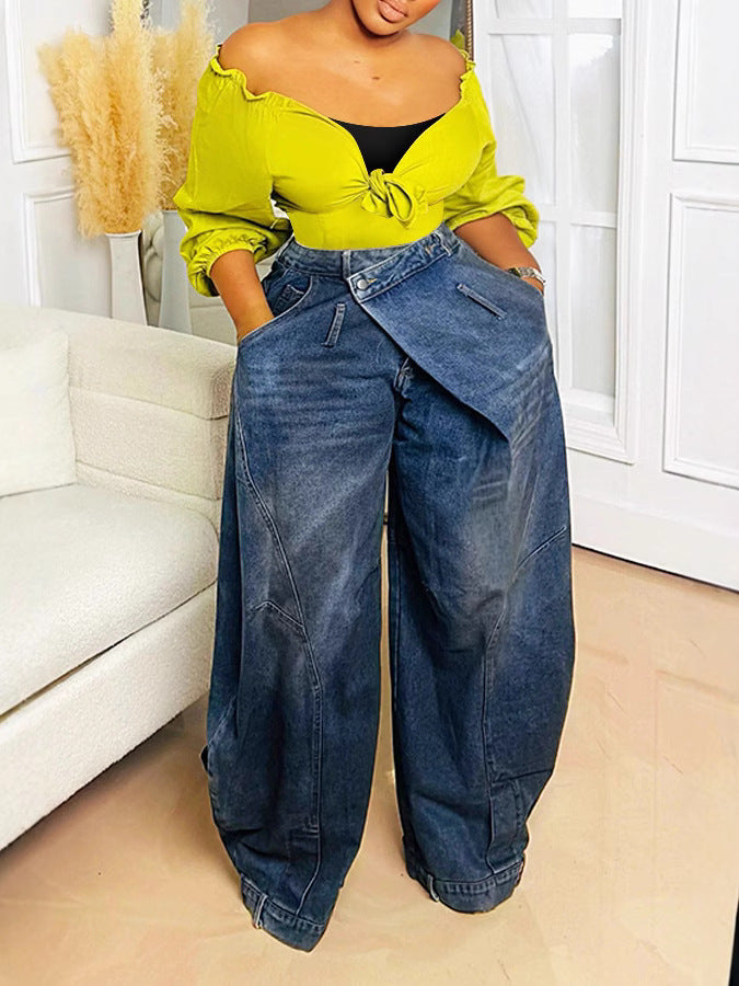 Oversized Baggy Denim Cargo Pants