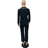 Elegant Black Set with Pearl-Embellished Collar