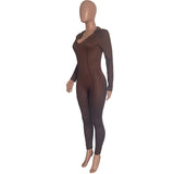 Chic Brown Ribbed Jumpsuit