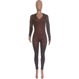 Chic Brown Ribbed Jumpsuit