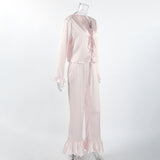 Elegant Pajama Set with Ruffle Details