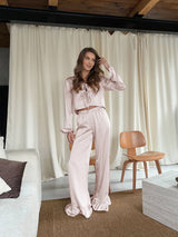 Elegant Pajama Set with Ruffle Details
