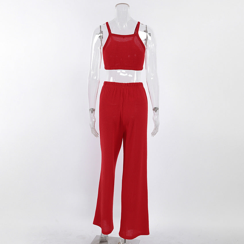 Knitted Set Crop Top  Cardigan & Trousers