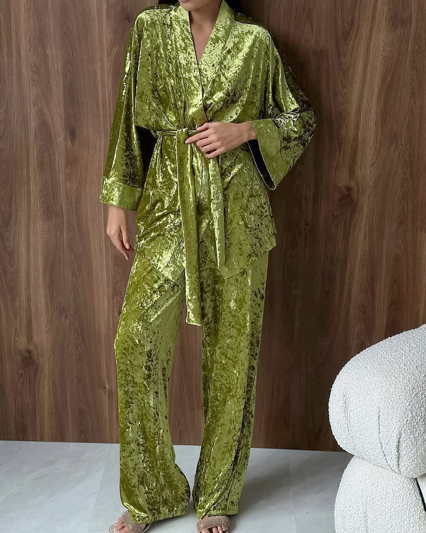 Luxurious Pajama Set with Tie Waist