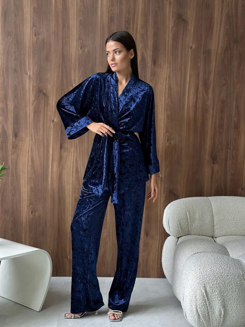 Luxurious Pajama Set with Tie Waist