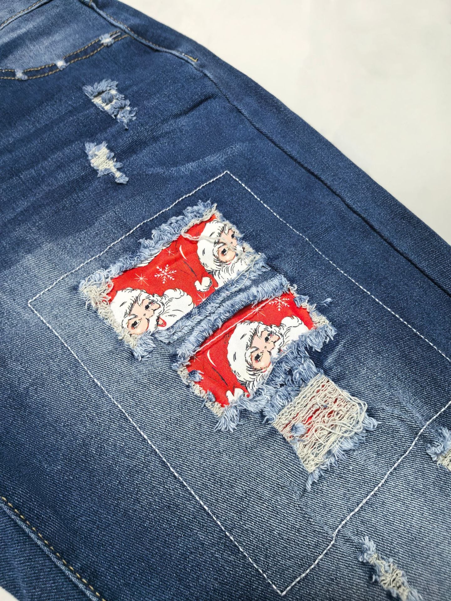 Distressed Christmas Denim Jeans