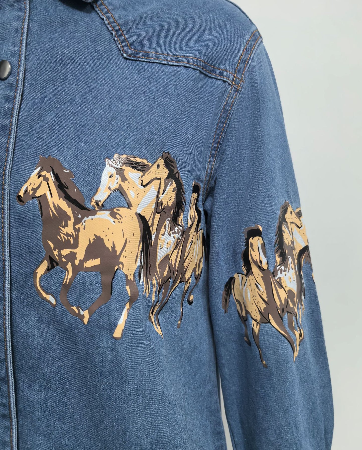 Western-Style Printed Denim Jacket