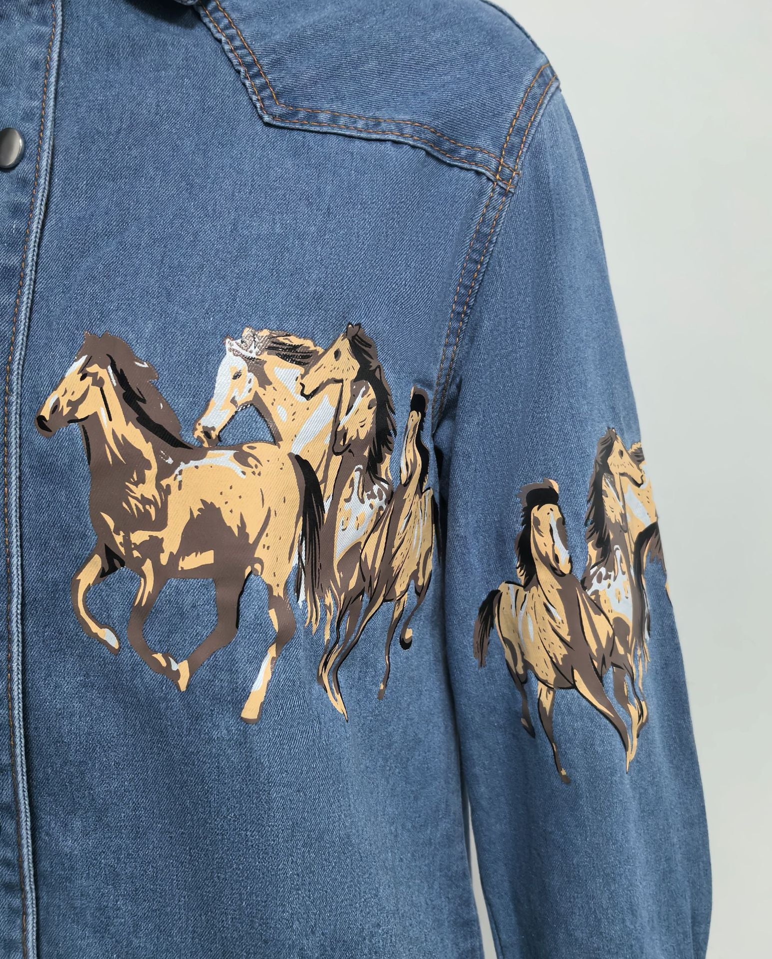 Western-Style Printed Denim Jacket