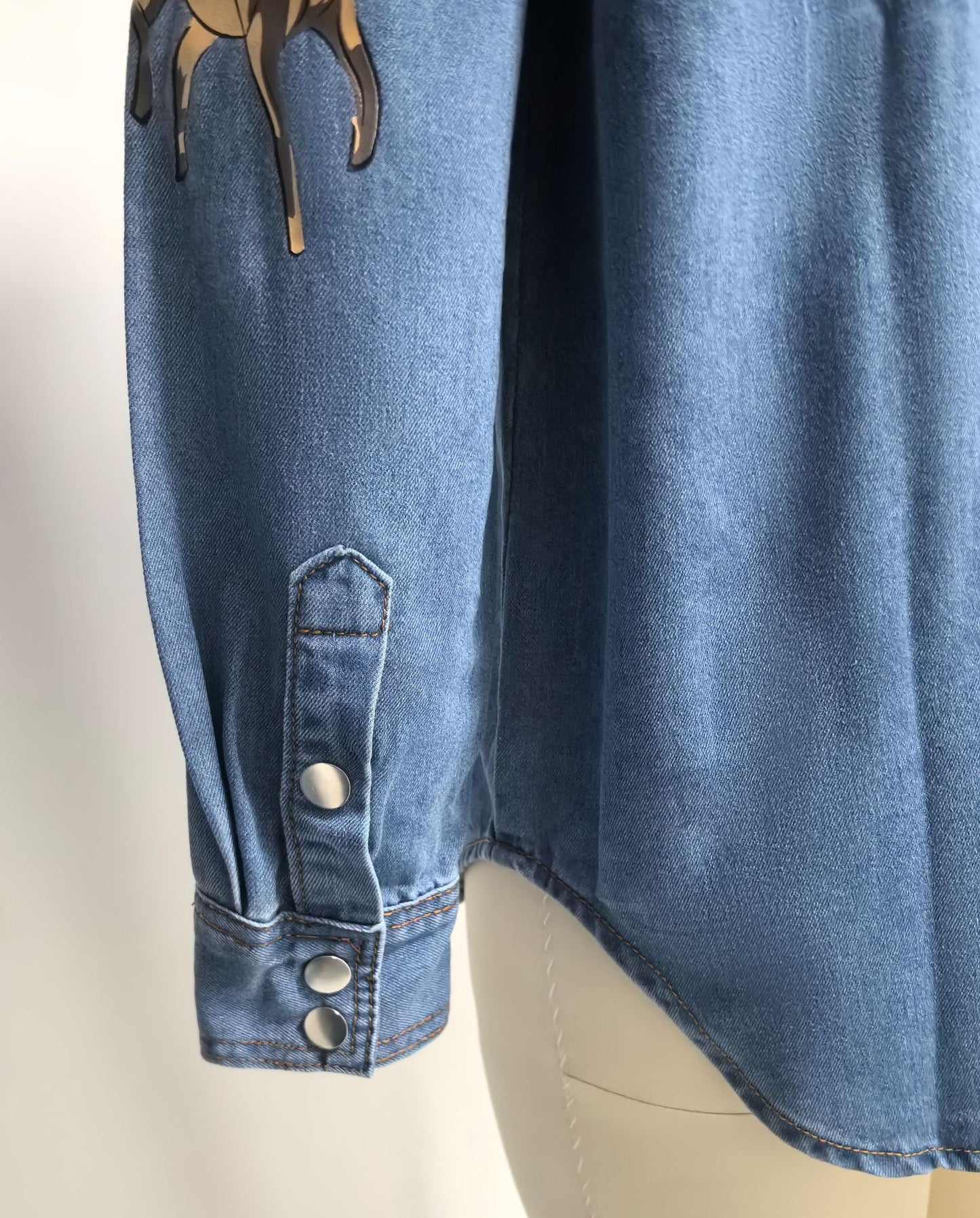 Western-Style Printed Denim Jacket