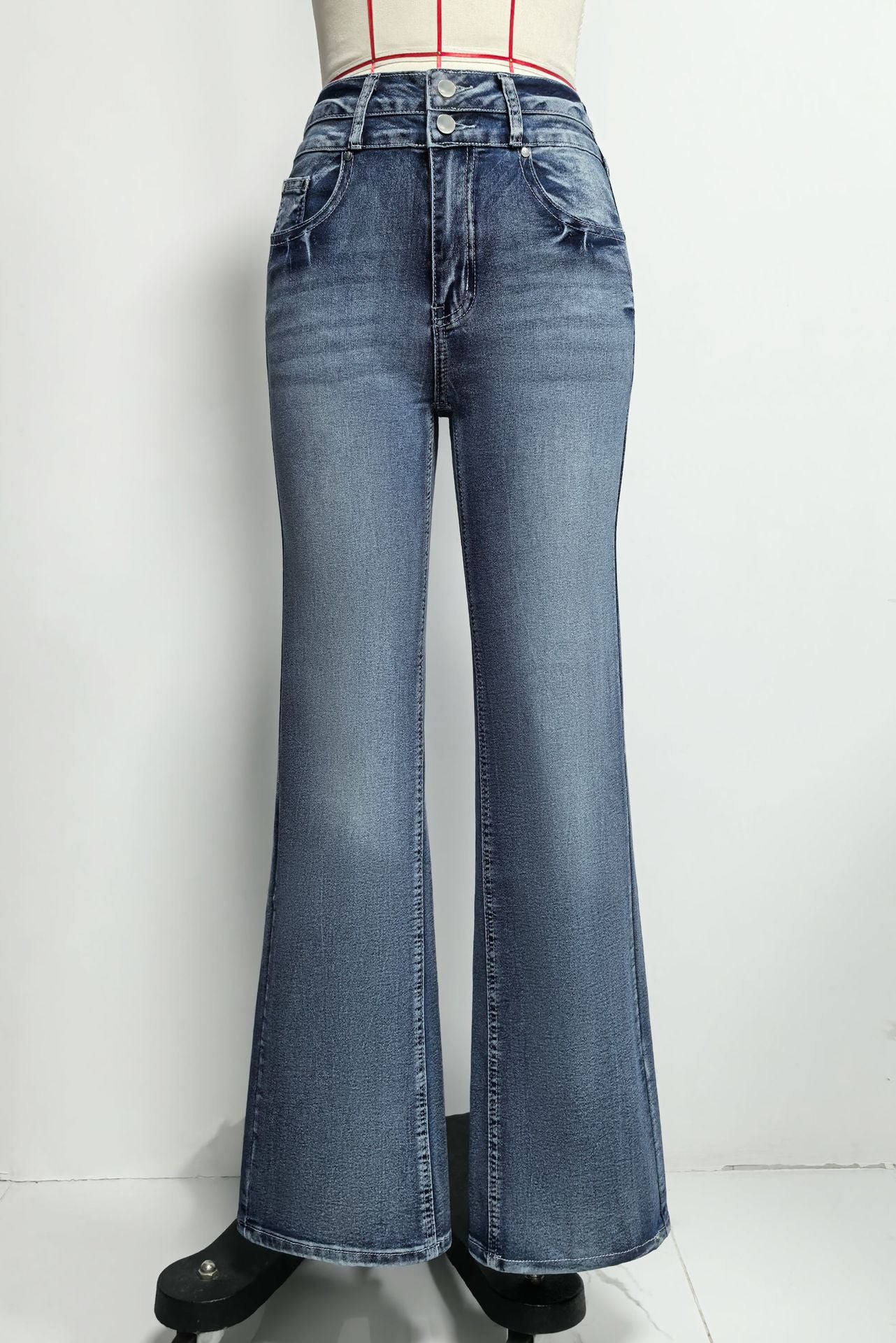 High-Waisted Wide-Leg Denim Jeans