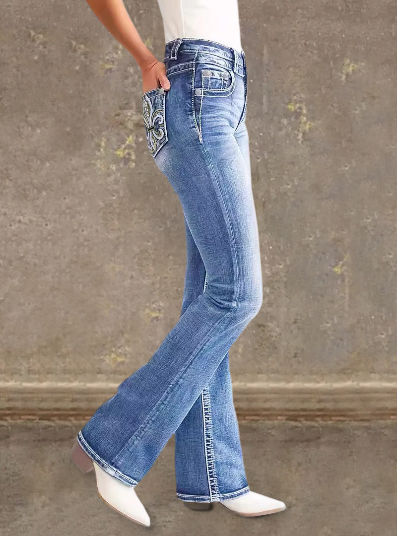 High-Waisted Wide-Leg Denim Jeans