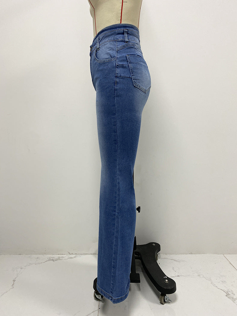 High-Waisted Flared Denim Jeans