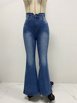 High-Waisted Flared Denim Jeans