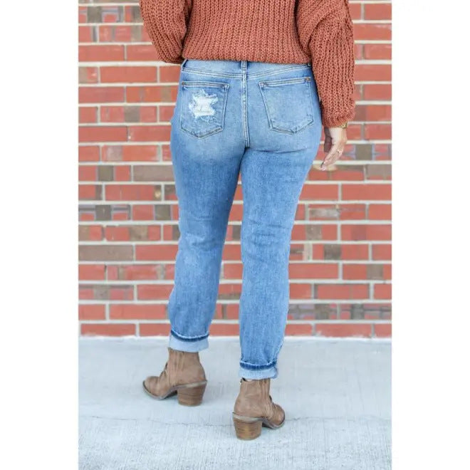 Distressed High-Waisted Jeans