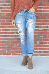 Distressed High-Waisted Jeans