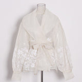 Elegant Embroidered Wrap Blouse