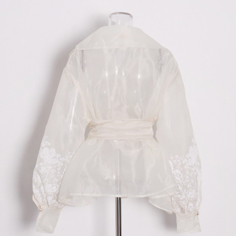 Elegant Embroidered Wrap Blouse