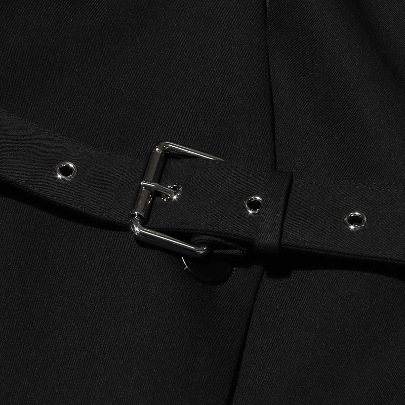 Sleeveless Blazer with Cross-Strap Detail