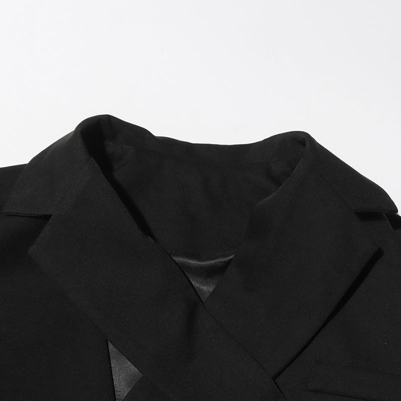 Sleeveless Blazer with Cross-Strap Detail