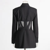 Blazer Jacket with Sheer Panel Accents