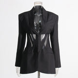 Blazer Jacket with Sheer Panel Accents