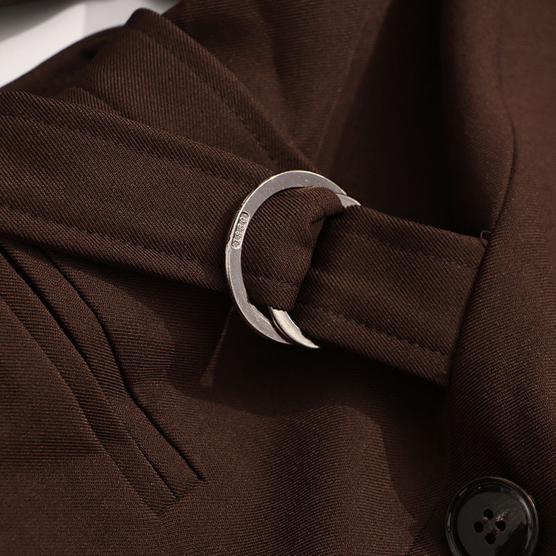 Double-Breasted Blazer Jacket with Ring Detail