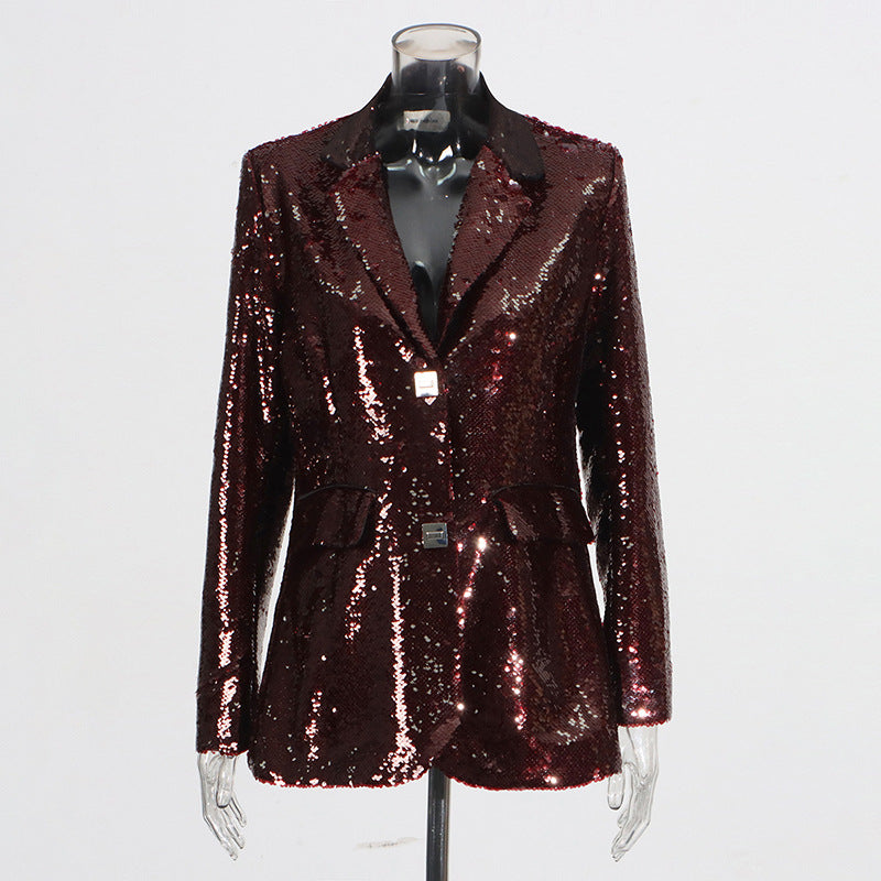 Elegant Sequined Blazer Jacket