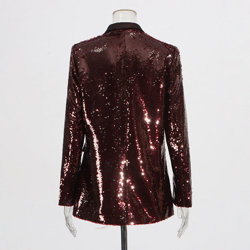 Elegant Sequined Blazer Jacket
