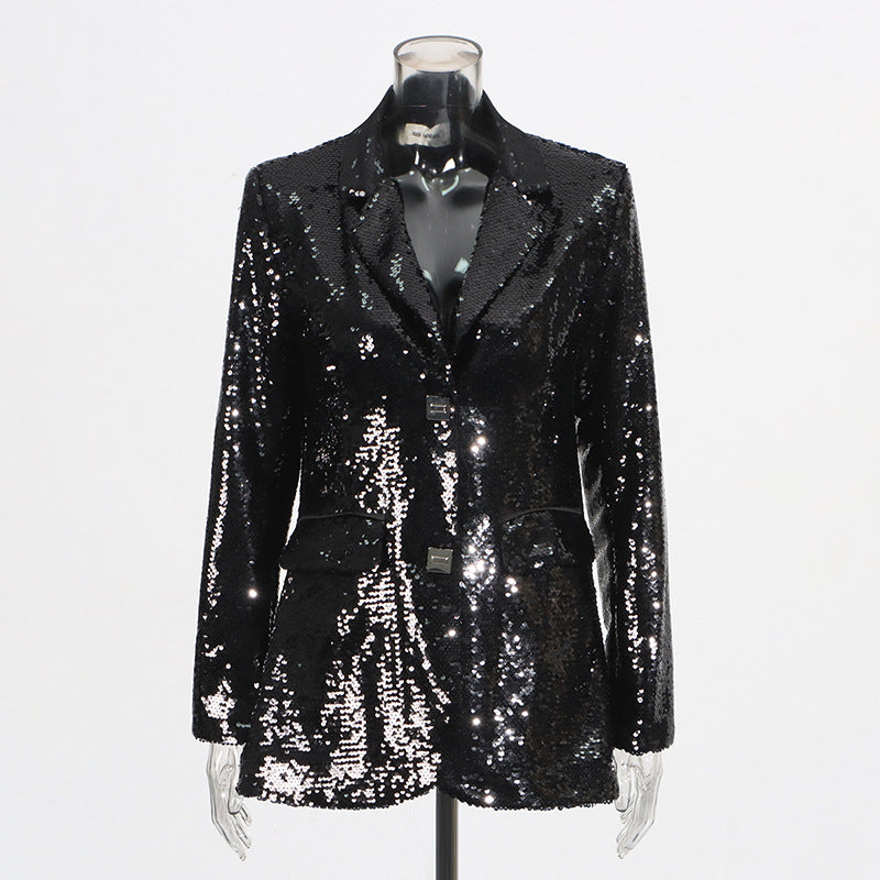 Elegant Sequined Blazer Jacket