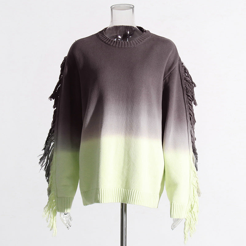 Gradient Ombré Fringe-Detail Top