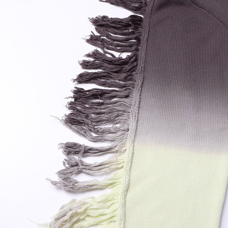 Gradient Ombré Fringe-Detail Top