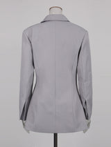 Elegant Gray Wrap-Style Blazer Jacket