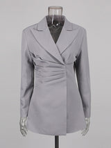 Elegant Gray Wrap-Style Blazer Jacket