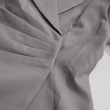 Elegant Gray Wrap-Style Blazer Jacket