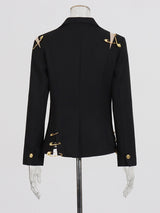 Chic Black Blazer with Gold Accents