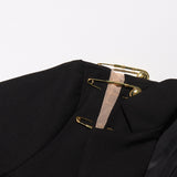 Chic Black Blazer with Gold Accents