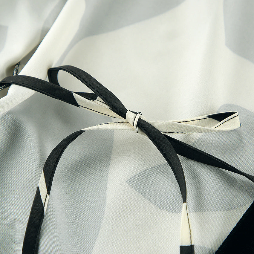 Abstract Printed Maxi Robe with High Slit