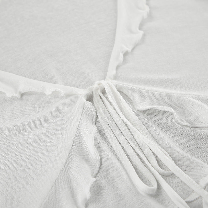 Lounge Set with Tie-Front Top & Wide-Leg Pants