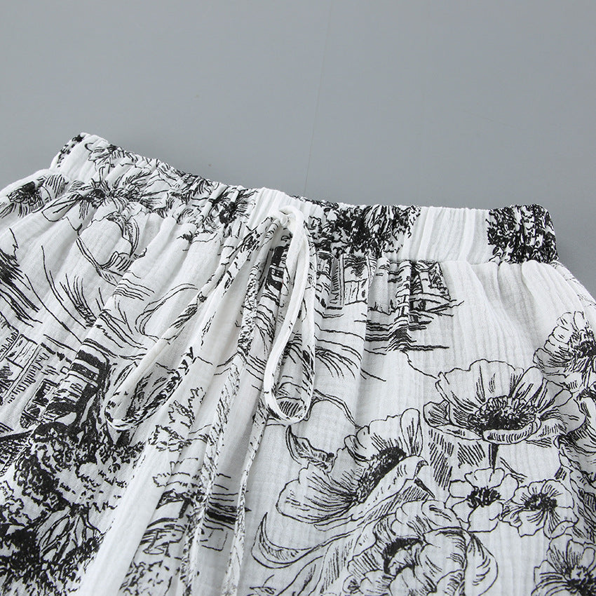 Elegant Botanical Print Lounge Set