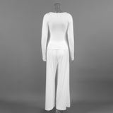 Wide-Leg Pants and Long Sleeve Top