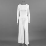 Wide-Leg Pants and Long Sleeve Top