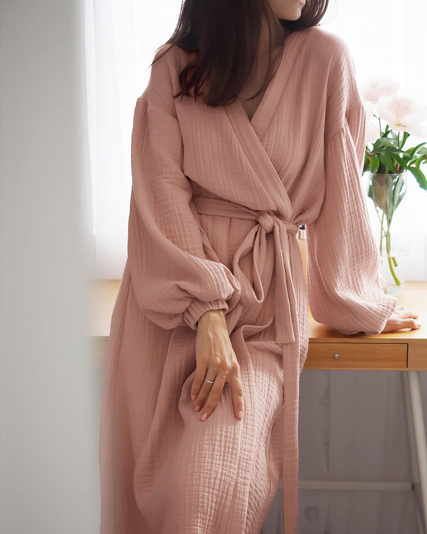 Textured Maxi Robe with  Tie Waist