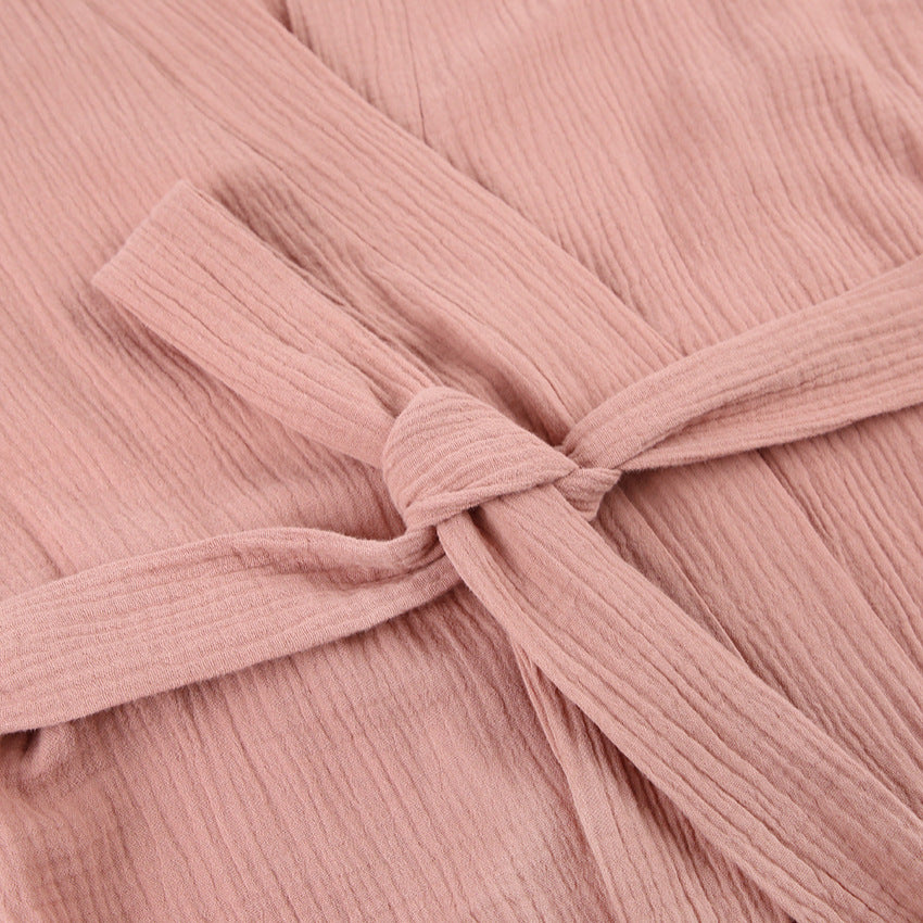 Textured Maxi Robe with  Tie Waist