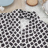 Geometric Print Pajama Set with Wide-Leg Pants