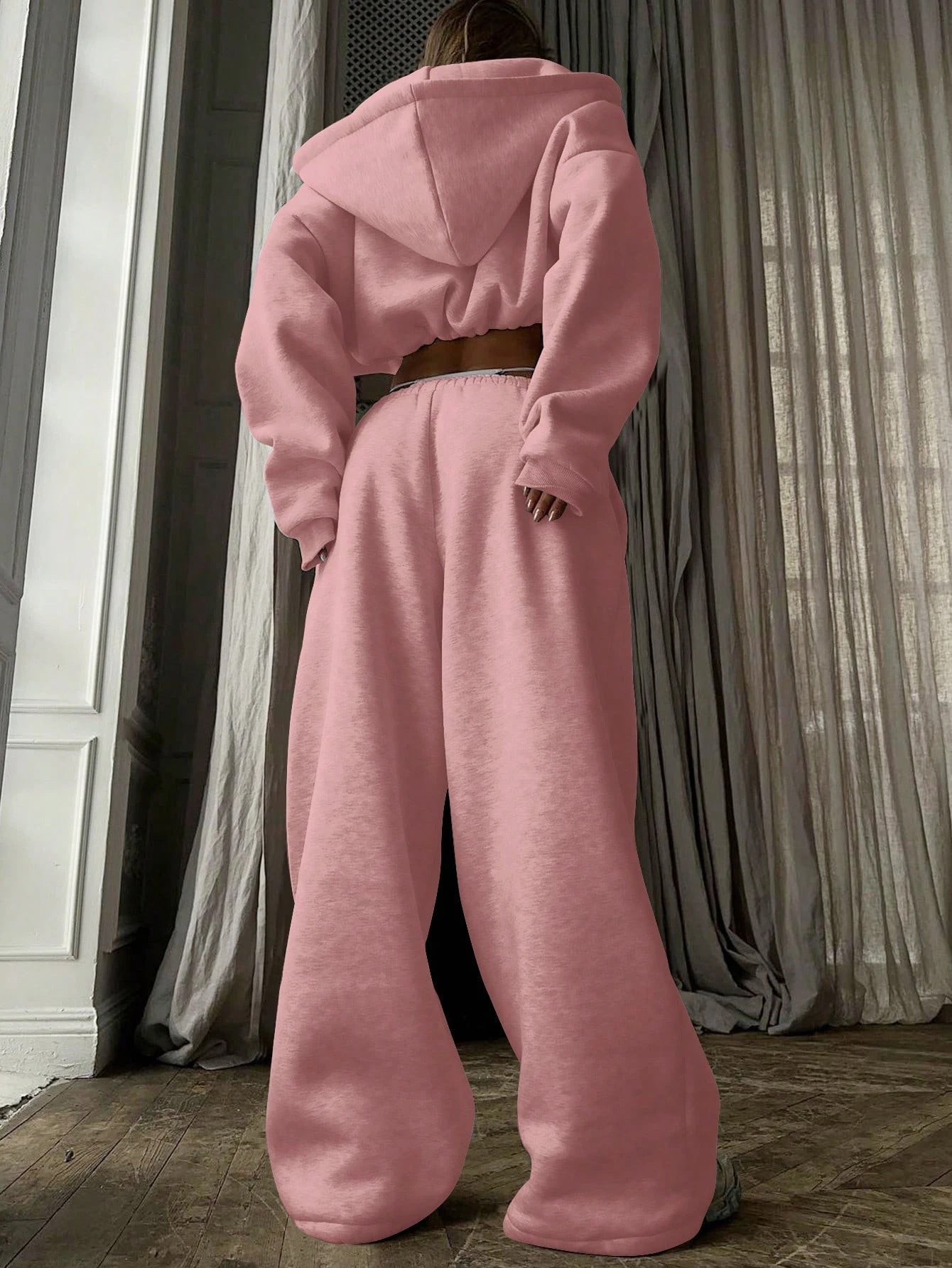 Crop Oversized Hoodie & Wide-Leg Joggers