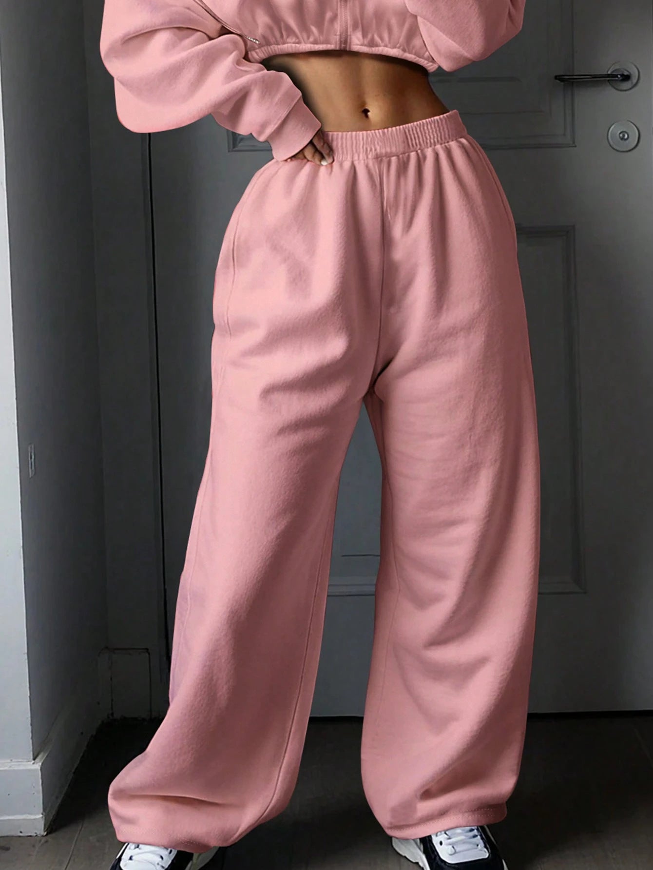 Crop Oversized Hoodie & Wide-Leg Joggers