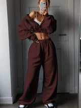 Crop Oversized Hoodie & Wide-Leg Joggers